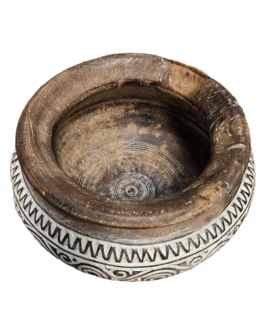 JARRÓN DE TECA TALLADA