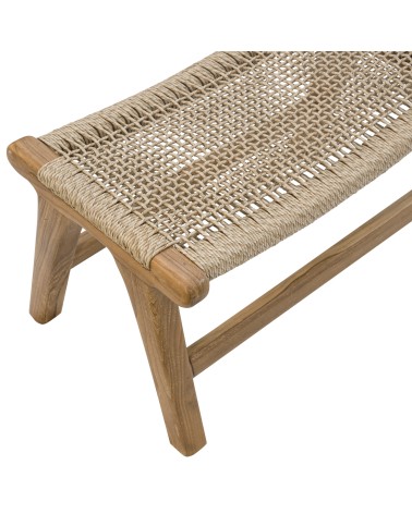 TEAK AND SYNTHETIC RATTAN FOOTREST