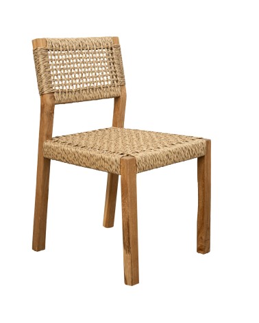 WOOD AND SYNTHETIC RATTAN DINING CHAIR