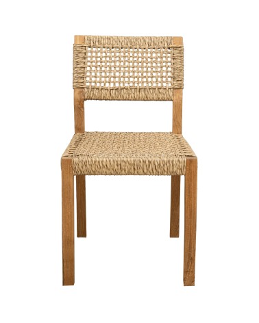 WOOD AND SYNTHETIC RATTAN DINING CHAIR